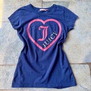 Y2K Juicy Couture Navy Foil Logo Heart Tee Size‎ Small Vintage 2000s